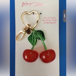 Betsey Johnson Cherry Bag Charm Key Chain Red